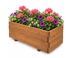 IvoQ Houten Plantenbak – 80 x 40 x 32 cm – FSC Hout – Voor Groenten, Bloemen & Kruiden – Met Drainage en Vlieszak – Voor Tuin & Balkon