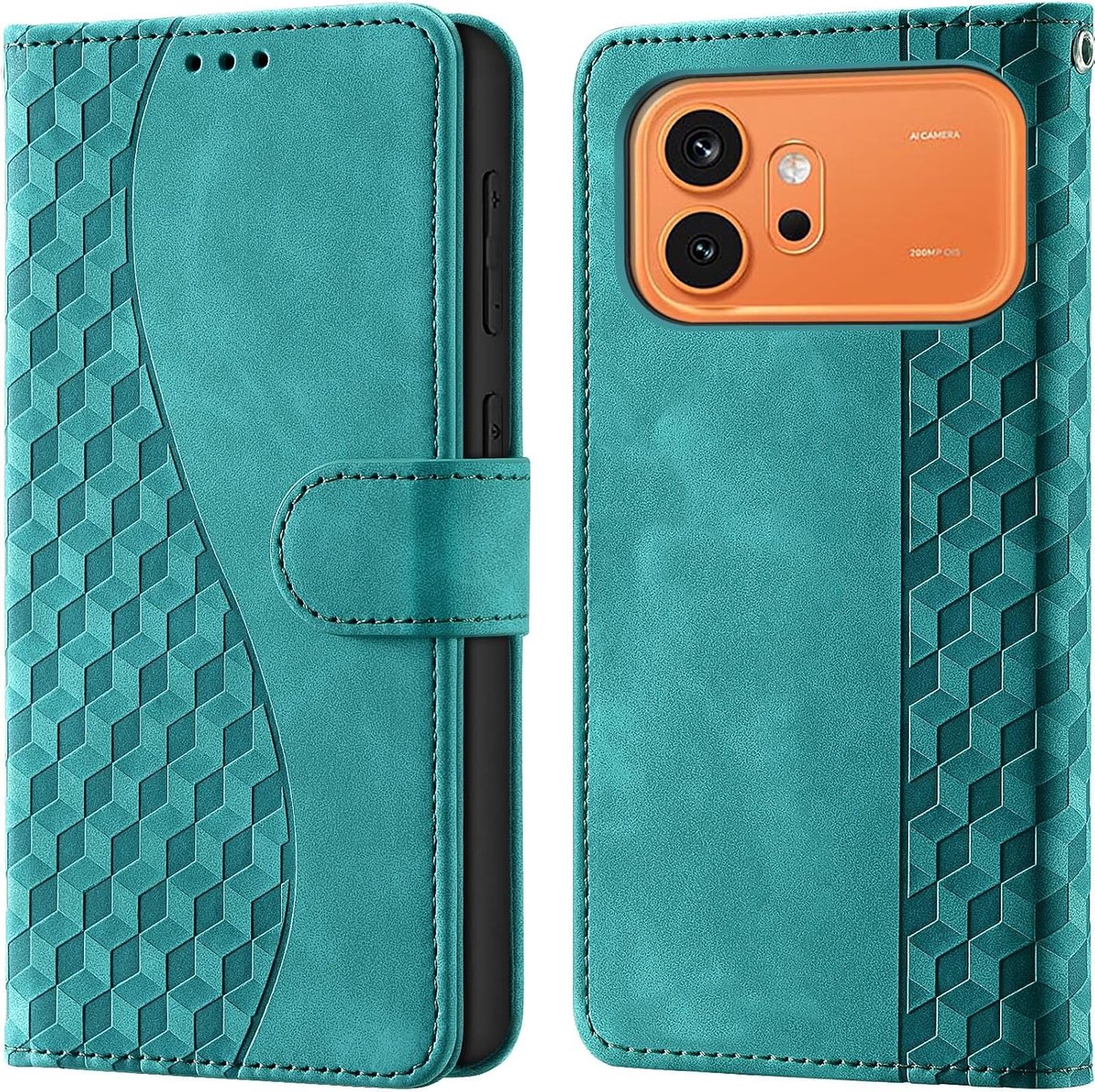 Beschermhoes voor Honor 600/600 Pro, portefeuille, turquoise