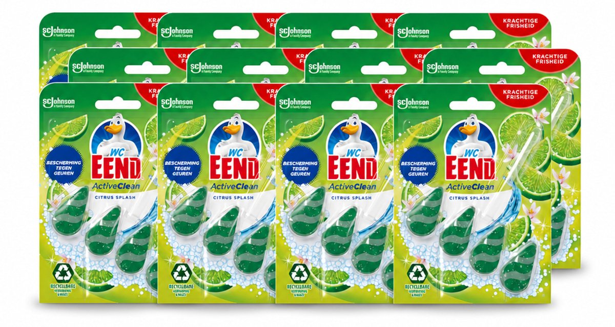 12 x WC Eend – Toiletblok – Active Clean – Citrus – 38 g - Voordeelverpakking - 12 stuks