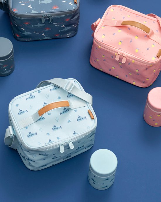 Fresk Koeltas Kind - 6.2 L - Lunchtas Jongen - Thermische Lunch Koeltas voor school - Met Bestekvak - Waterafstotend - Lichtblauw - Submarine van Merkloos — afbeelding 2