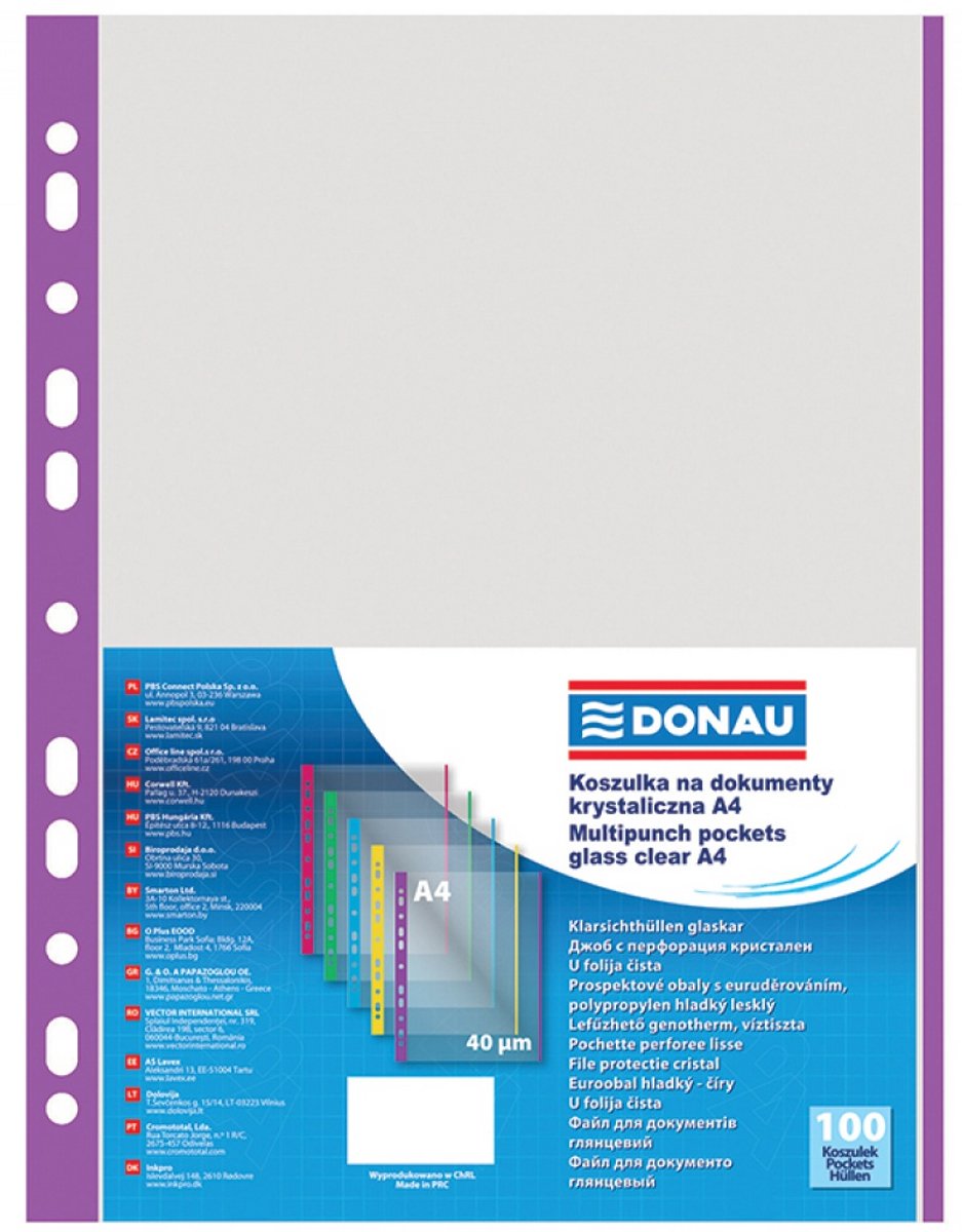 Showtas generfd, A4, 40 micron, paarse rug, 11 rings, 100 stuks