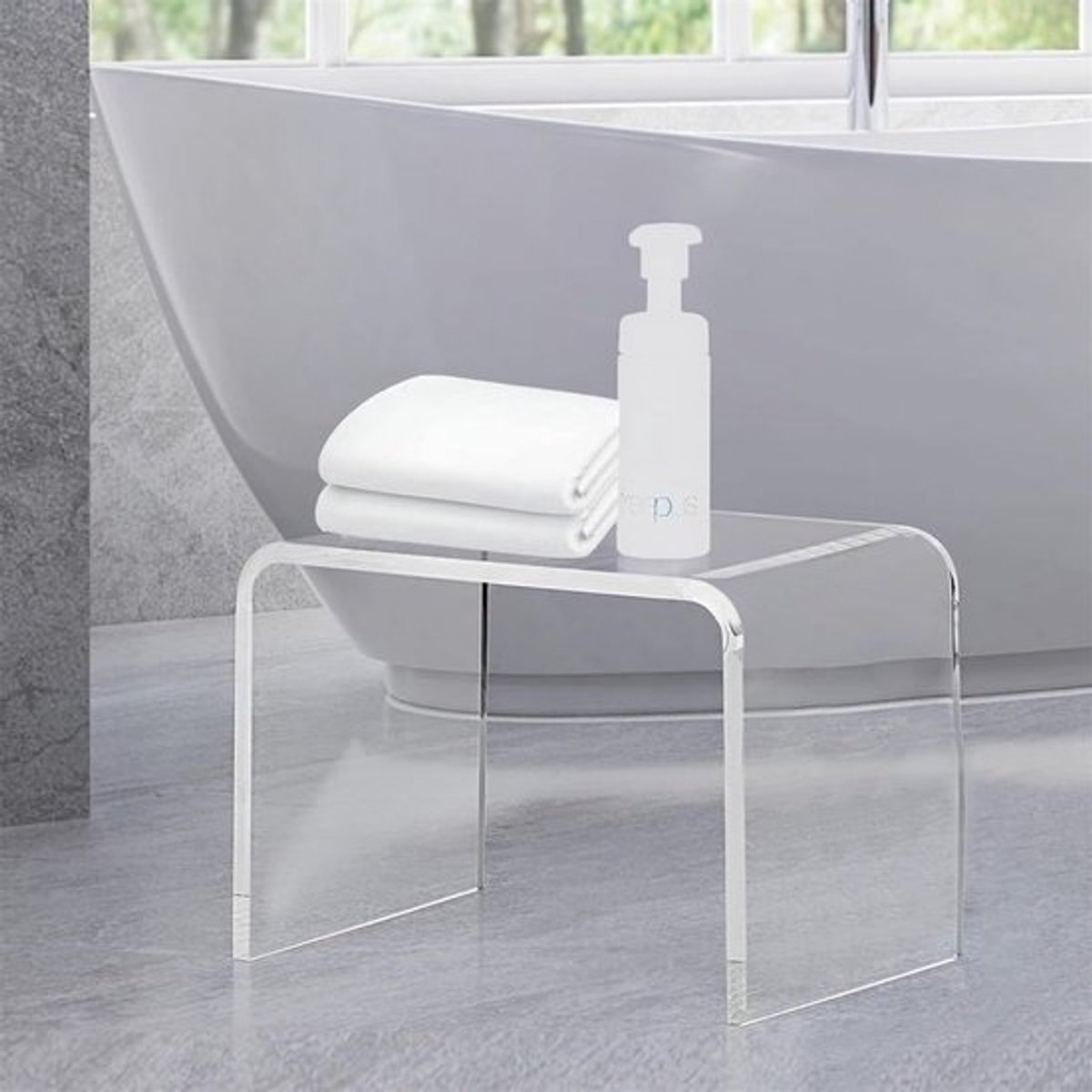 Moderne U-vormige Acryl Eettafel met Ronde Hoeken