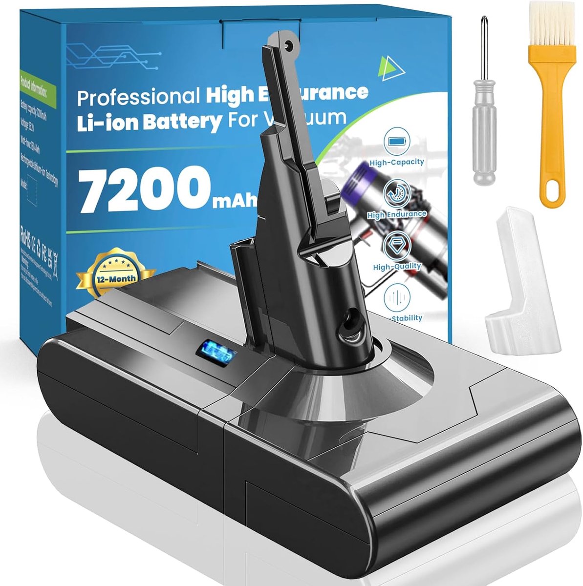 Accu voor Dyson V8,7200 mAh reserveaccu voor Dyson V8 Absolute V8 Animal V8 Fluffy V8 Motorhead V8 Absolute Pro SV10 stofzuiger