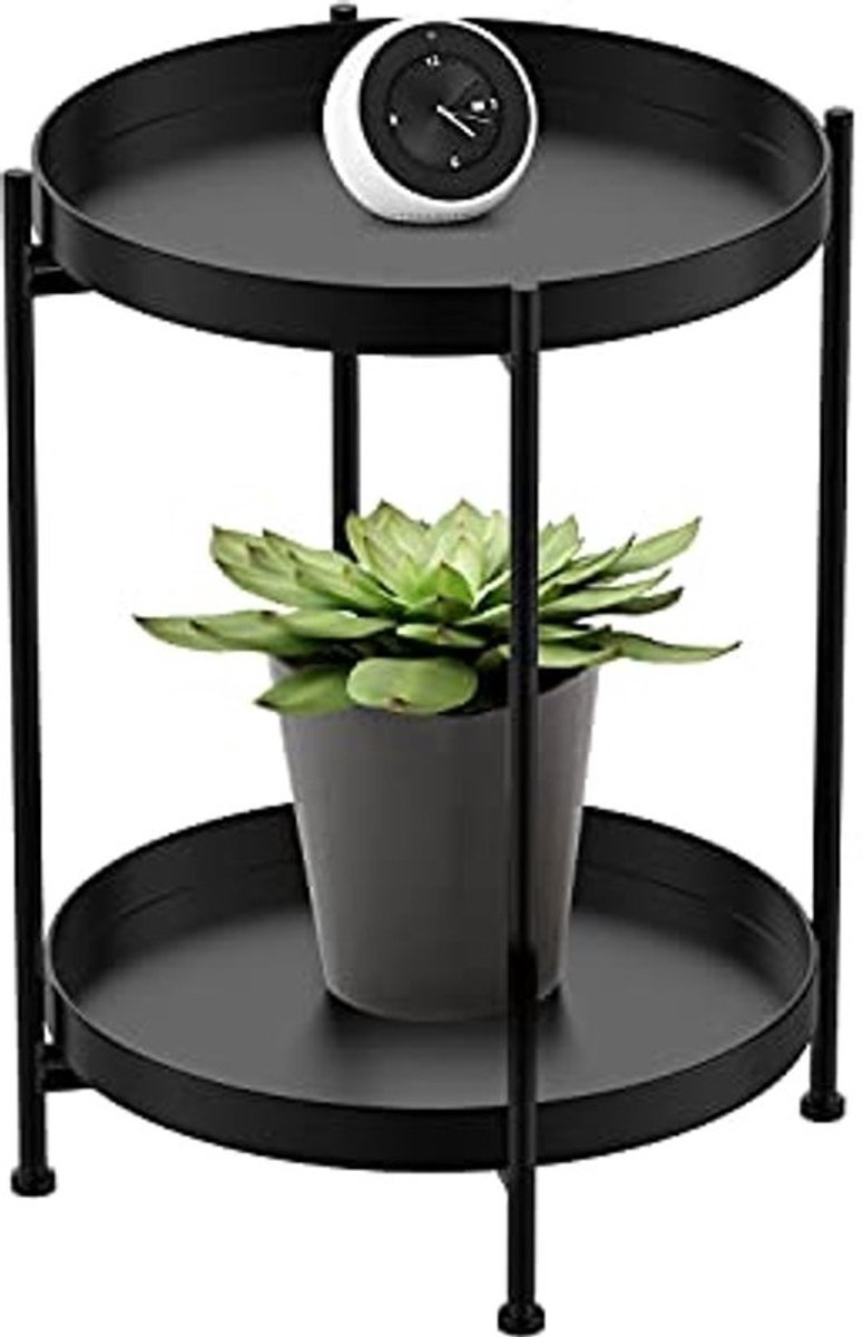 Ronde metalen bijzettafel 40 x 40 cm - Kleine salontafel voor woonkamer en balkon