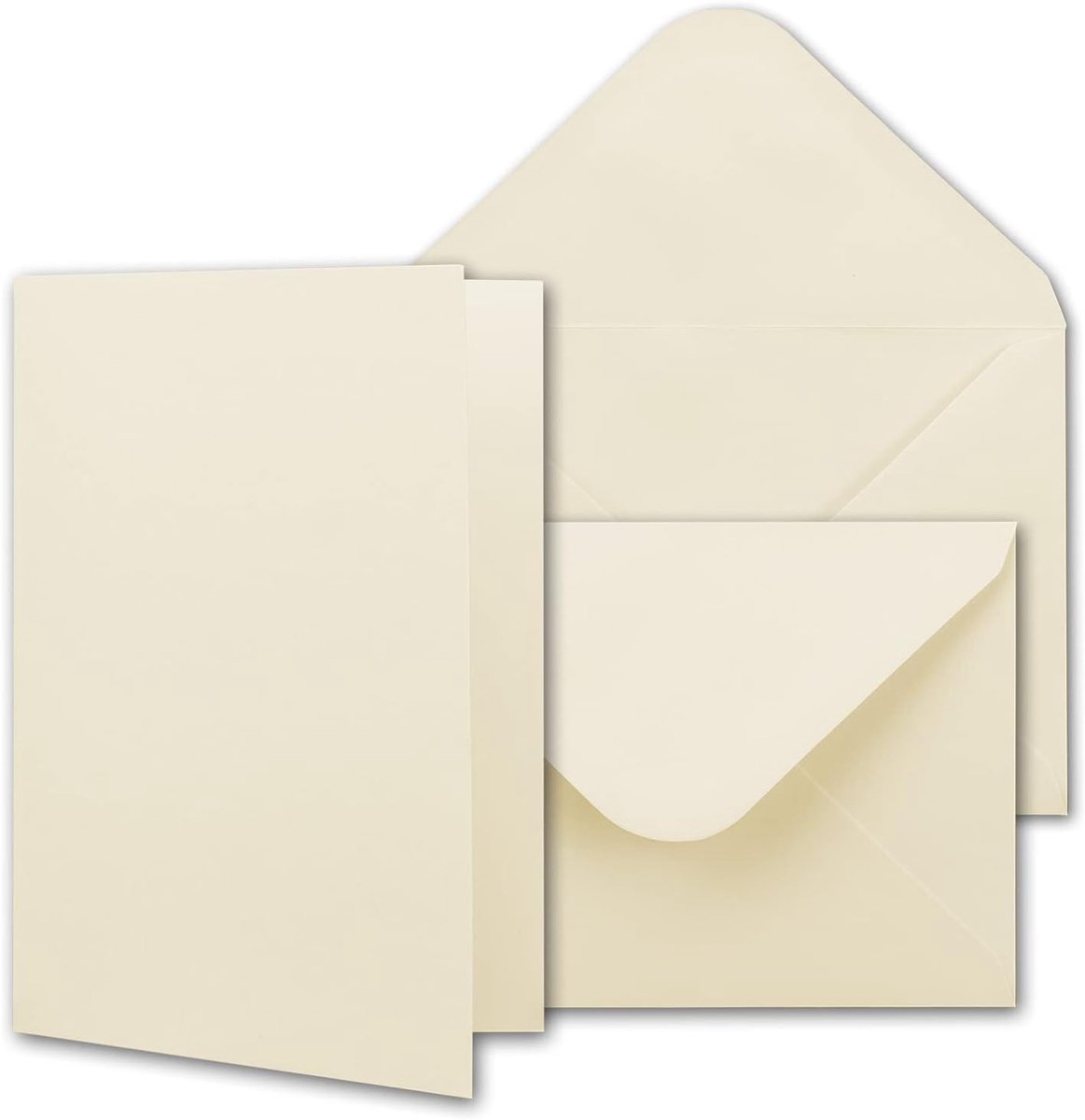 50 x vouwkaartenset incl. enveloppen DIN A6/C6 in natuurlijk wit met geschenkdoos - blanco uitnodigingskaarten 10,5 x 14,8 cm om zelf vorm te geven