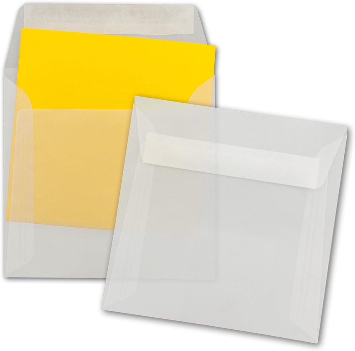 100 enveloppen in transparant - vierkant formaat 16 x 16 cm - 92 gram/m² - zelfklevend - zonder venster