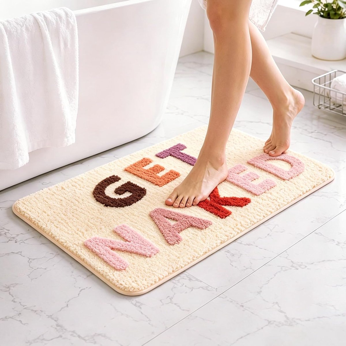 Badkamertapijt, 40 x 60 cm, zachte microvezel badmat, antislip en wasbare badmat, absorberende douchemat, schattige boho badkamerdecoratie voor badkamer (veelkleurig)