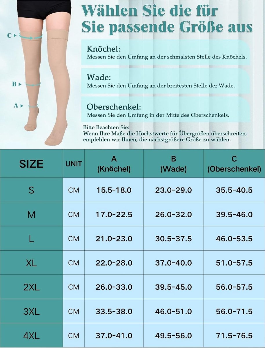 Kousen voor dames en heren, klasse 1, trombosekousen, 15-20 mmHg, lange trombosekousen, vlucht, compressiesokken, steunkousen voor spataderen, oedeem, DVT, M