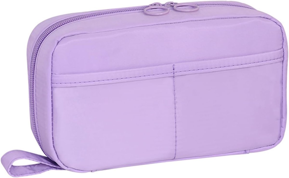 Etui met grote capaciteit, draagbaar en robuust etui, multifunctionele tas voor school en kantoor (paars)