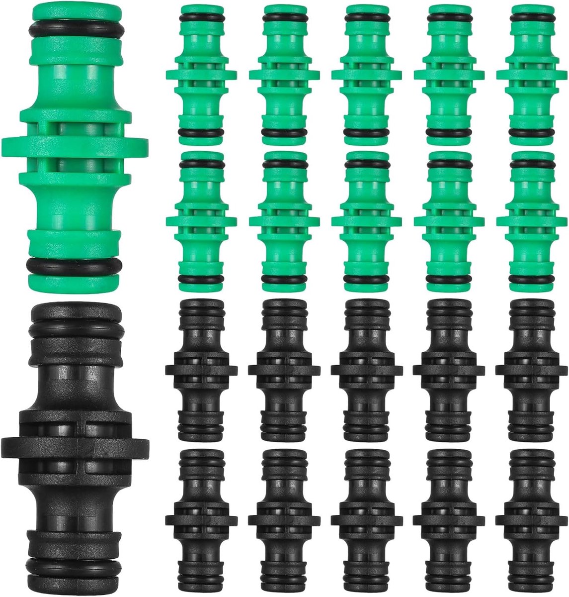 20 stuks dubbele mannelijke slangconnectoren, mannelijk naar mannelijk slangconnector, kunststof slangconnectoren en fittingen, 1/2 inch slangkoppeling voor tuinwaterpijpconnectoren