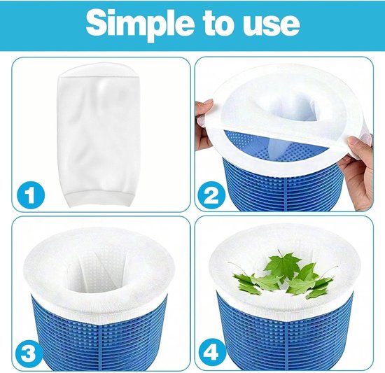 20 Stuks Skimmer Sokken Zwembad 55 cm, Zwembad Filter Sokken van Fijn Nylon Net, Herbruikbaar voor Bladeren, Haren, Insecten, Pollen, Vuil en Kleine Deeltjes — afbeelding 3