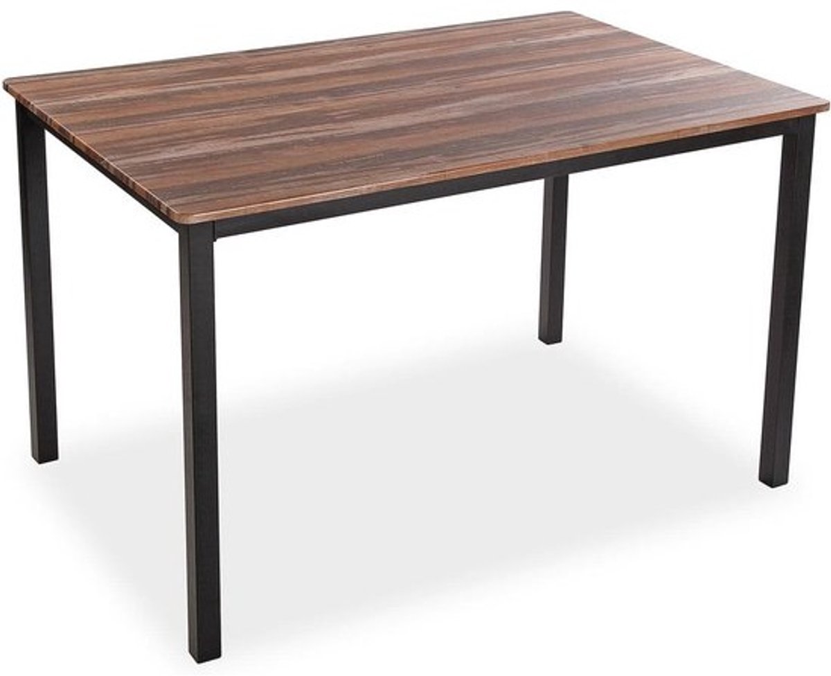 Stijlvolle Eettafel voor Keuken, Terras, Tuin of Eetkamer - Hout en Metaal - 76 x 80 x 120 cm - Zwart