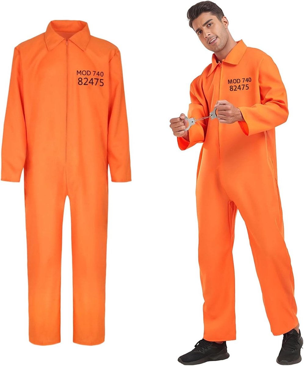 Unisex oranje gevangenis kostuum voor mannen en vrouwen - Halloween outfit voor rollenspellen en verkleedpartijen