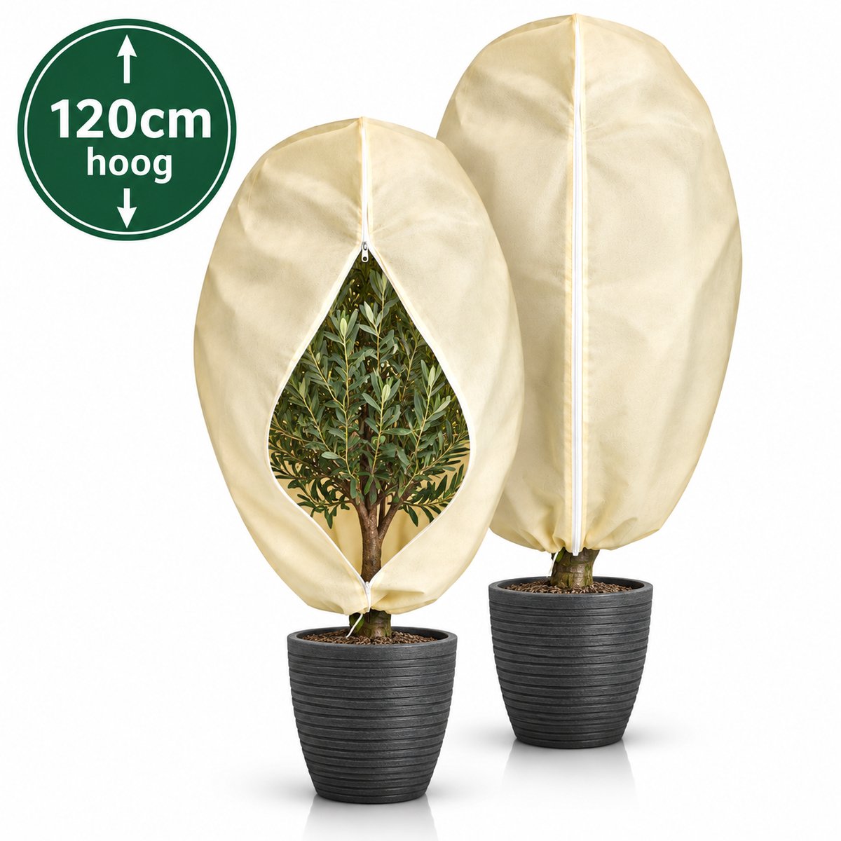Reqz® Plantenhoes 80x120 cm – Vorstbescherming voor Planten, Bomen & Struiken – Winterhoes – UV-bestendig, Winddicht & Ademend – Met Ritssluiting