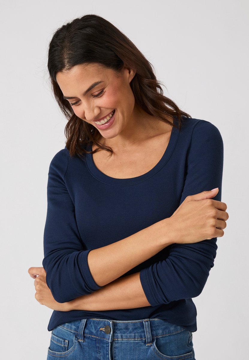 Damart - Fijn geribde T-shirt Thermolactyl Sensitive, vrije hals - Dames - Blauw - 38-40 (S)