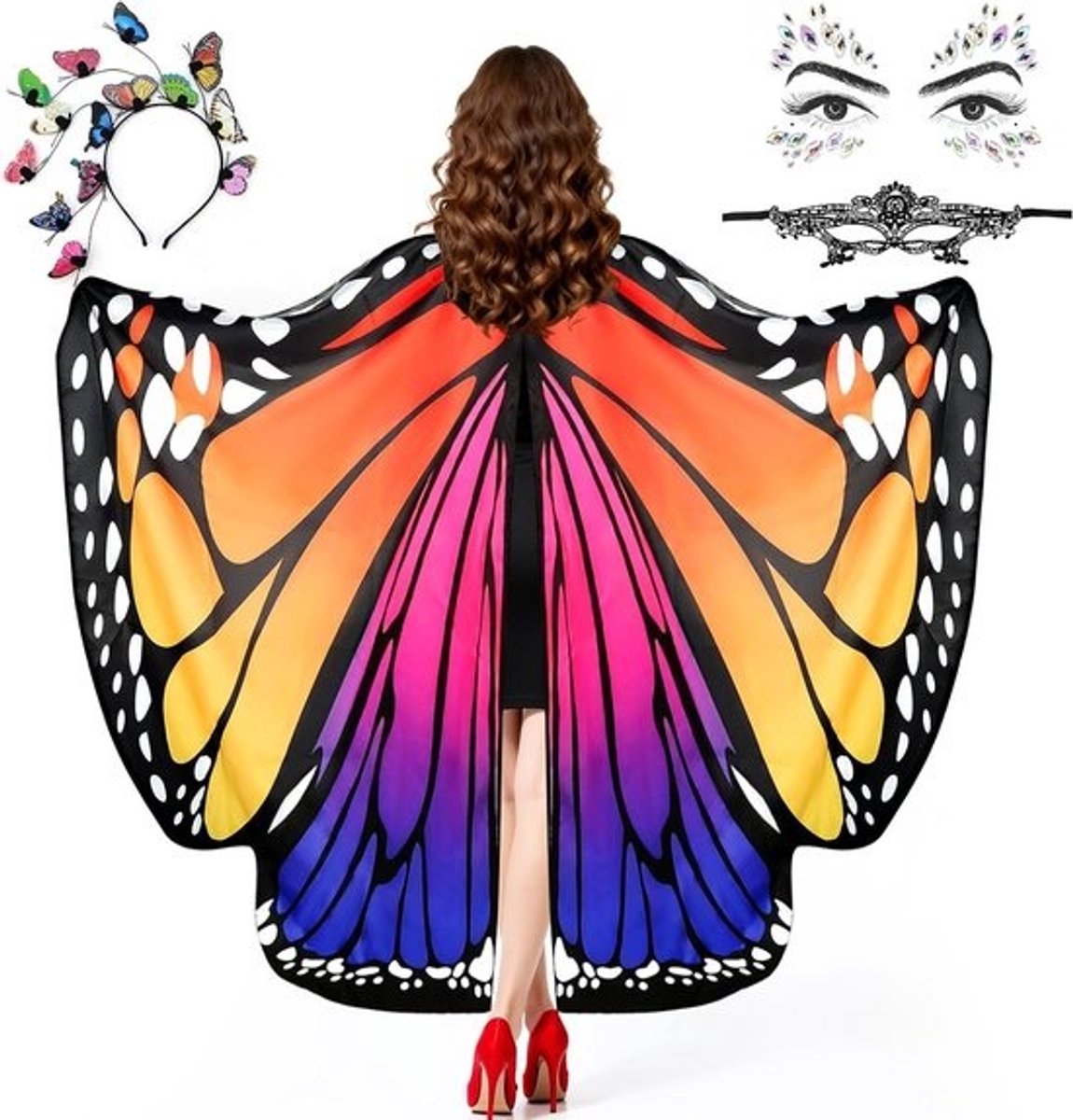 Vleermuis Kostuum met Vleugels voor Volwassenen en Meisjes - Carnaval Outfit, Fantasiekleding en Feestaccessoires