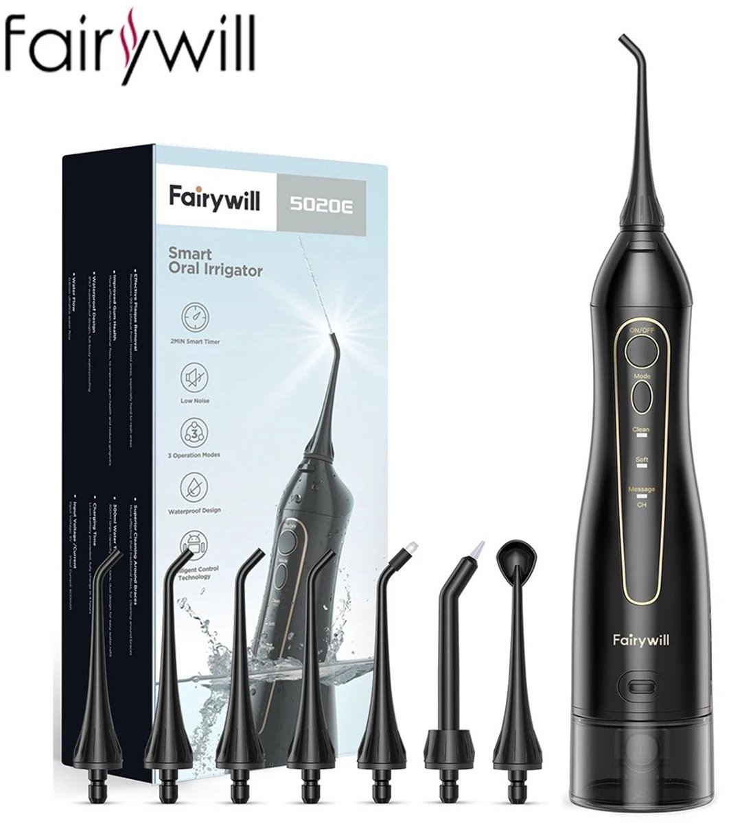 Veya Waterflosser - Waterflosser draadloos - Monddouche - 300 ml water - 3 reinigingsstanden - 5+ opzetstukken complete verzorging