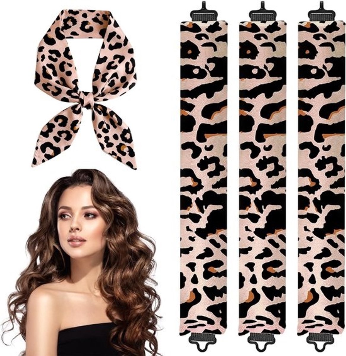 Set van 3 Warmtevrije Krulspelden en Nachtrollers - Verstelbare Velours Styling Set voor Zachte Golven en Gezonde Krullen