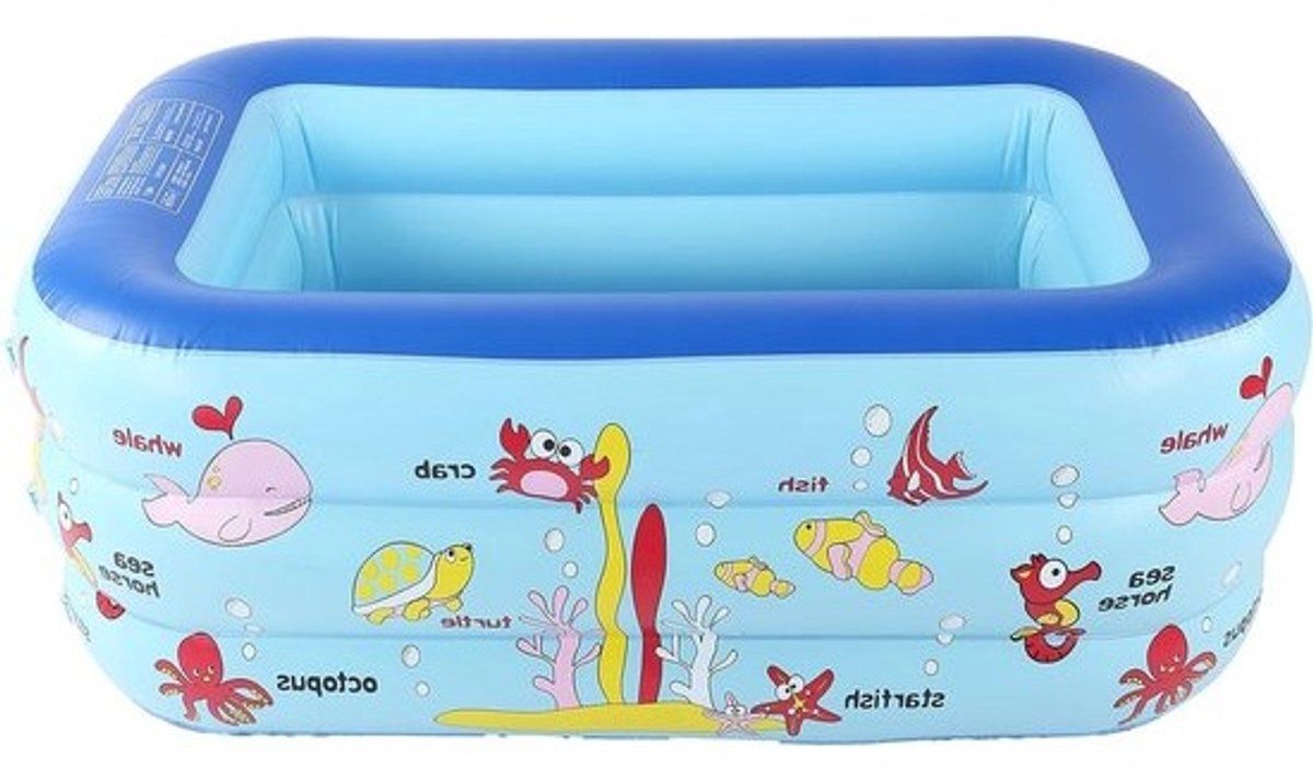 Opblaasbaar Zwembad - Kinderbad Peuterbad - Waterpret Buiten - Drie Luchtkamers - 130 x 85 x 55 cm - Blauw