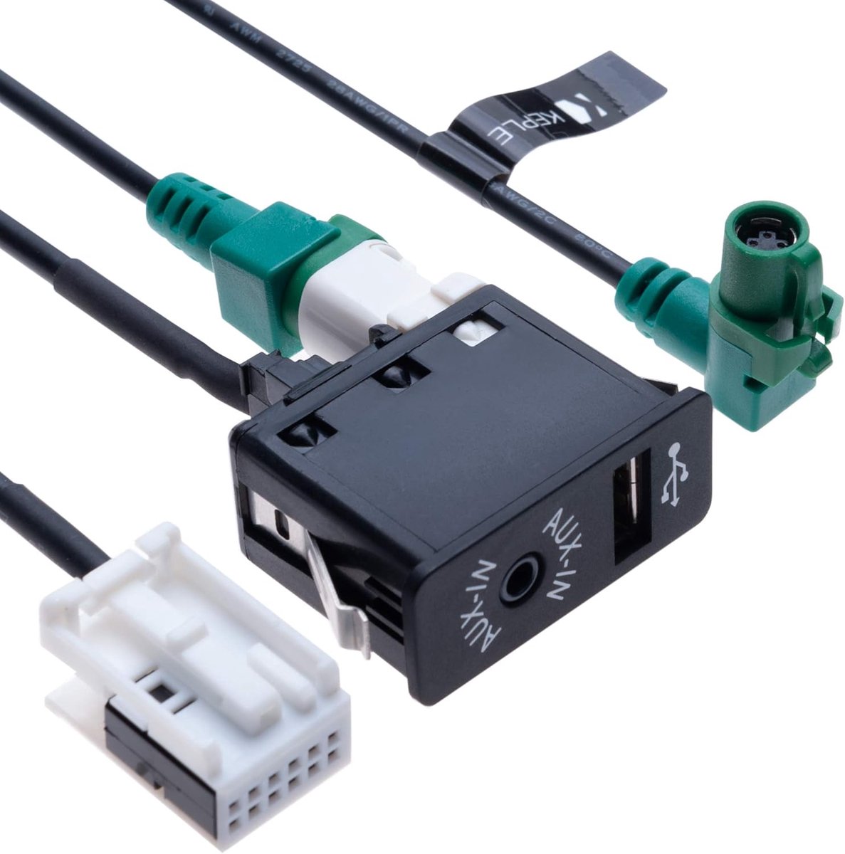 Autoschakelaar + USB 4-pins aansluitdraad + AUX 12-pins harnaskabel | Compatibel met BMW 1 3 5 6 E81 E82 E87 E88 E90 E91 E92 E93 E60 E61 F07 F10 F11 E63 E64 06 F1 2 F13 Voertuigradio | 1.5 m