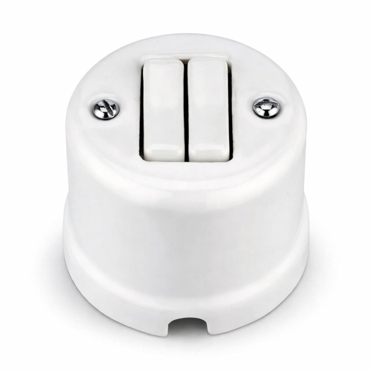 Porselein retro serieschakelaar 2-voudig I All-in-One I Serie PR1 wit