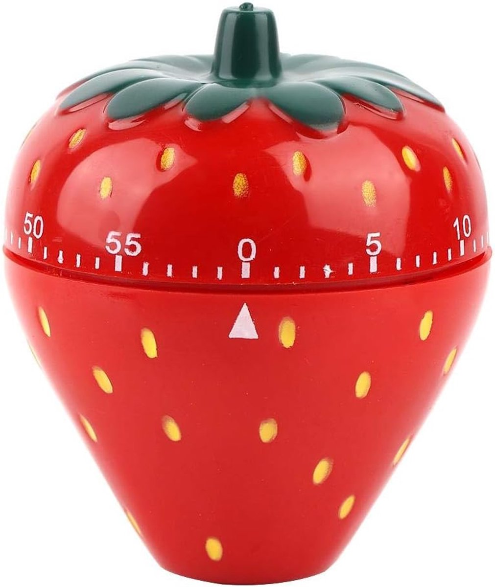 60 minuten keukentimer, aardbeivormige mechanische tijdherinnering, plastic creatieve schattige handmatige aftelherinnering roterend alarm opwindtimer, voor salon, kantoor, laboratorium, keuken, sport