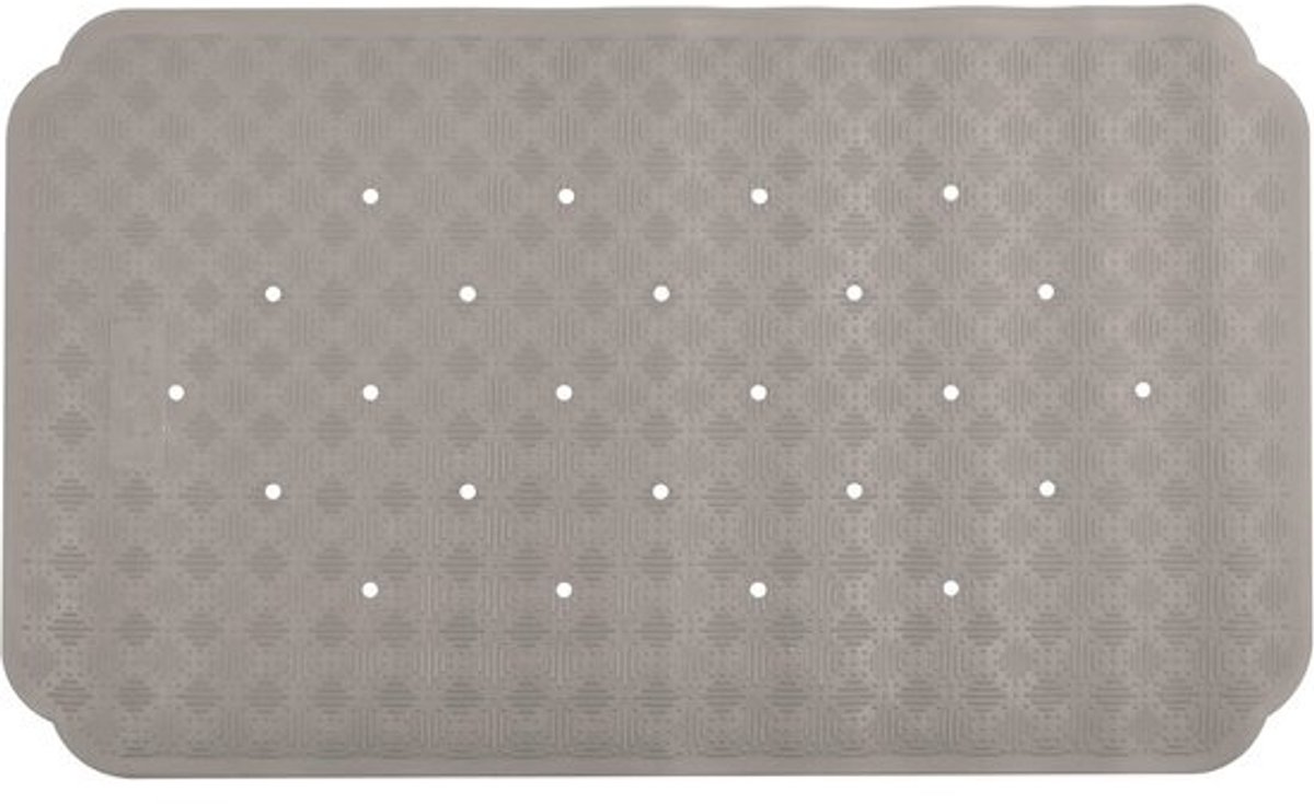 Antibacteriële douchemat met zuignappen - taupe - ca. 70 x 40 cm - natuurlijk rubber - voor badkamer veiligheid- voor bad of douche