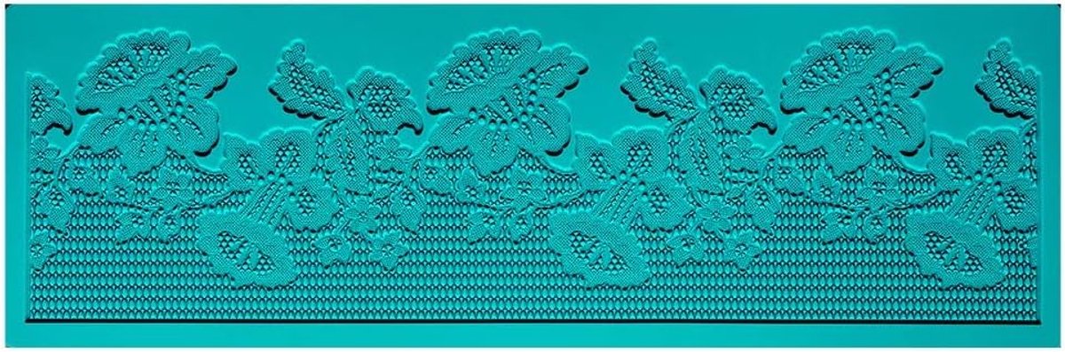 Mit Herz Siliconen decoratieve mat | siliconen vorm fondant | Hoogte: 2mm | kantdesign | ideaal voor het maken van randen in kantlook | Gereedschap voor het vormen van fondant (Design 27 | 30cm