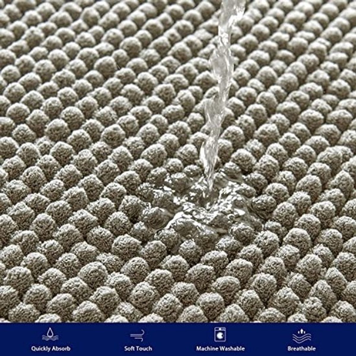 Antislip Chenille Badmat - Zacht, Waterabsorberend en Machinewasbaar (40 x 60 cm, Taupe)