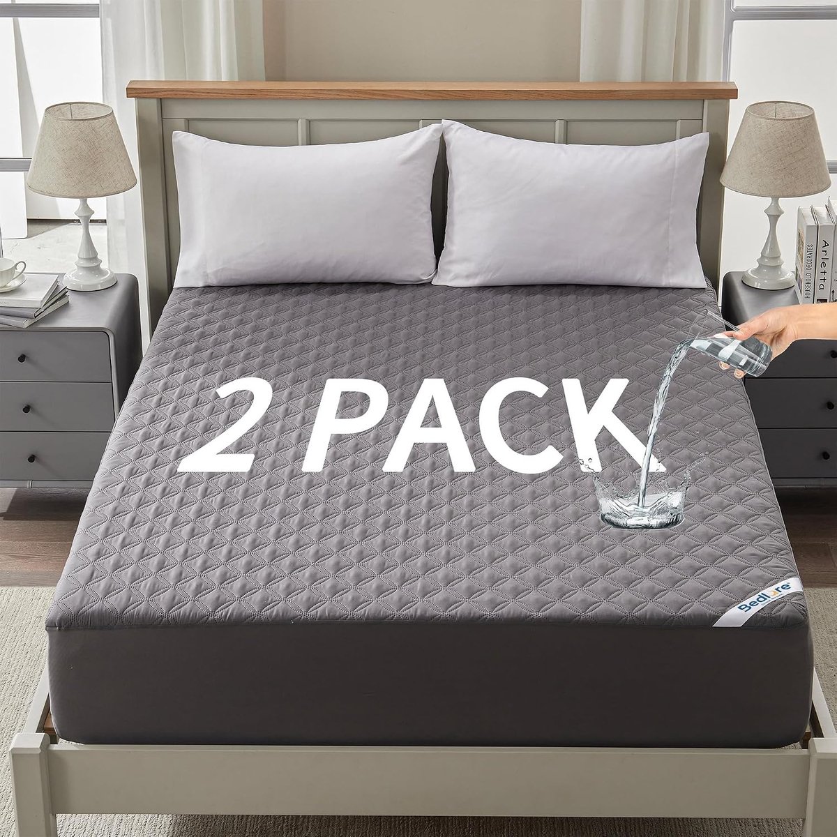 2 stuks waterdichte matrasbeschermer, queensize matrasbeschermer, geruisloos met diepe zak, hoeslaken voor 15-45 cm, zachte en ademende vuilafstotende matrashoes, wasbaar voor thuis, slaapkamer, hotel