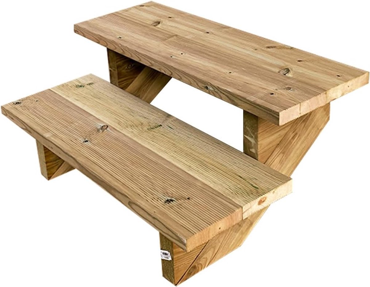 H37cm - 2 treden hout D29cm, B80cm ZONDER optrede
