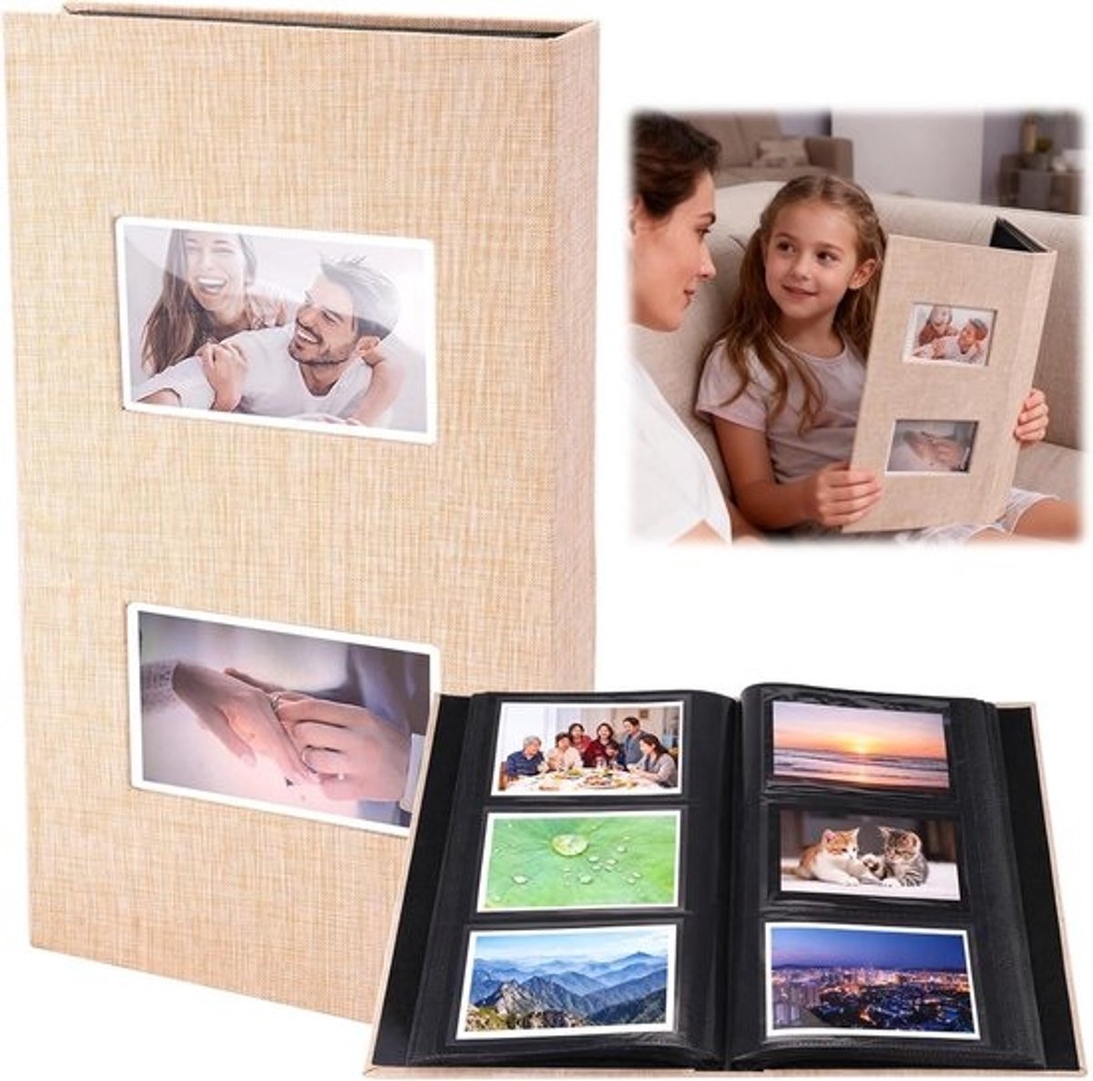 Fotoalbum voor 300 foto's van 10 x 15 cm met voorraam - Voor verjaardagen, trouwen en feestdagen - 50 bladen/100 pagina's