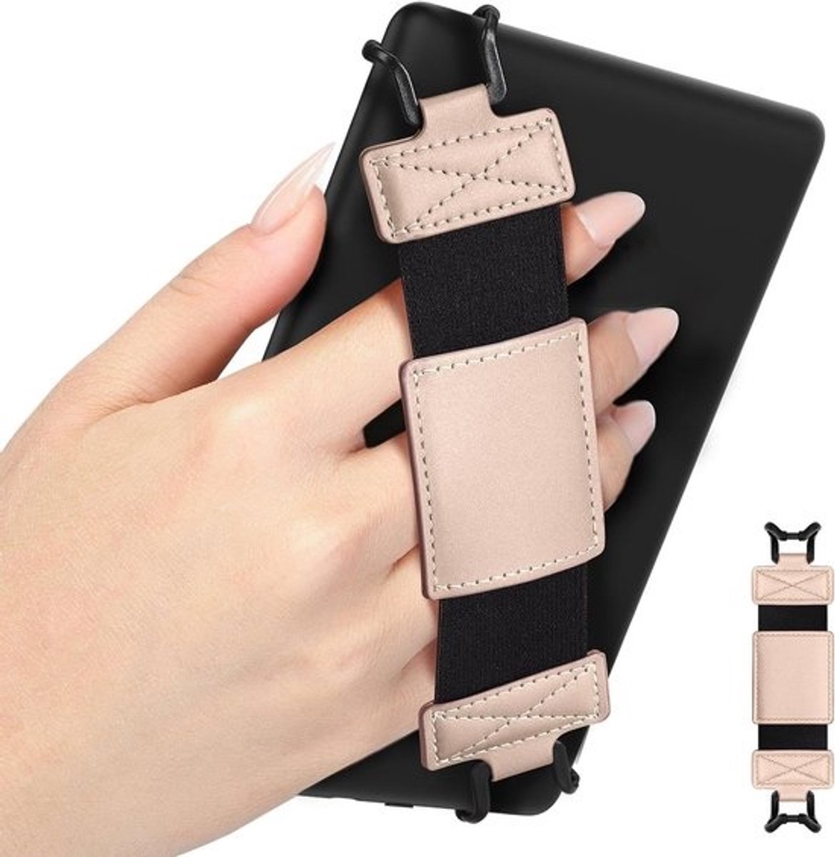 Zachte handstrap voor 6-8 inch e-readers en tablets - lichte grip, rosegoud