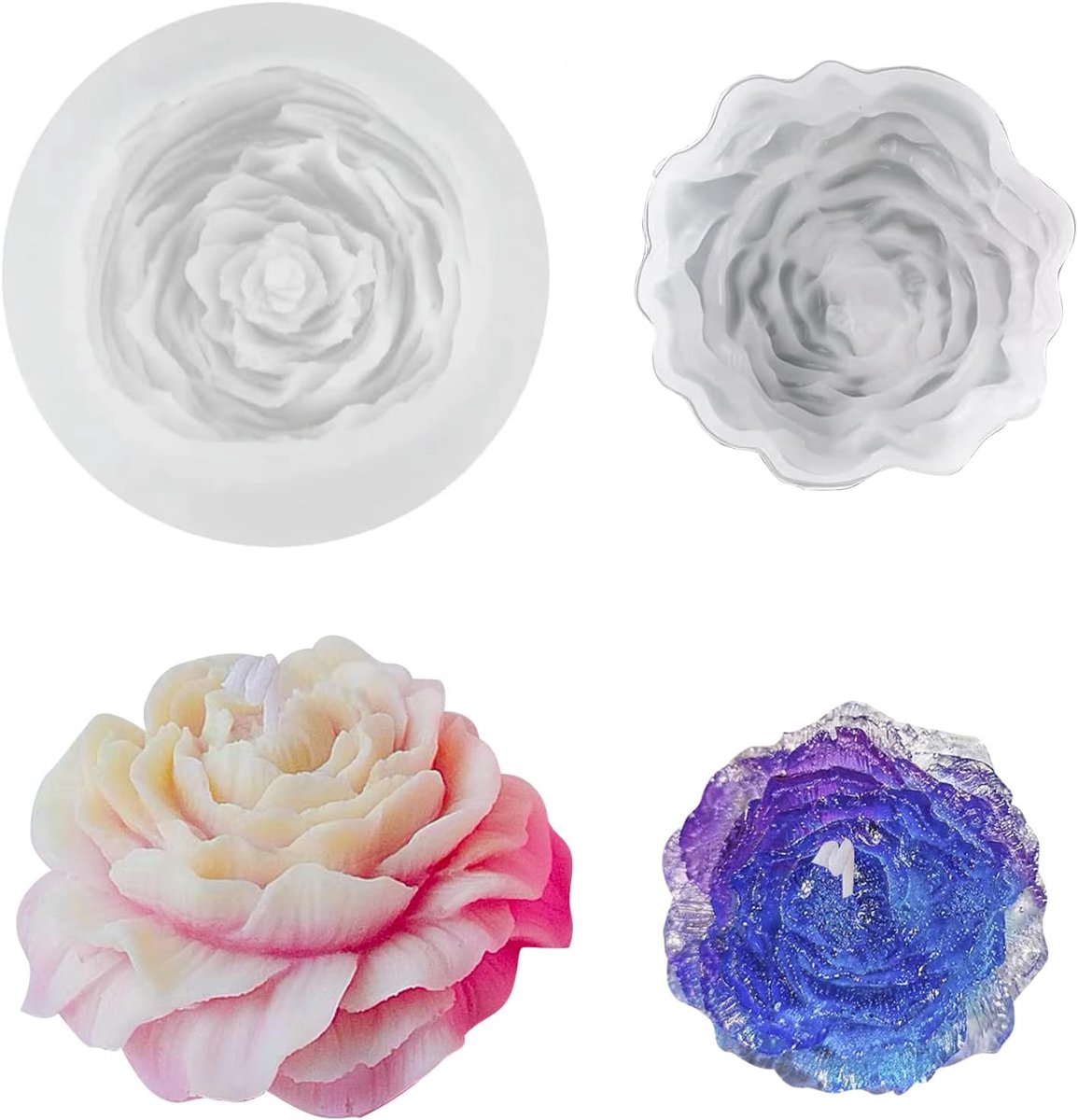 2 stuks pioenroos kaarsvorm roze kaarsvorm DIY kaars vorm kaars 3D siliconen kaars vorm handgemaakte aromatherapie kaars decoratie