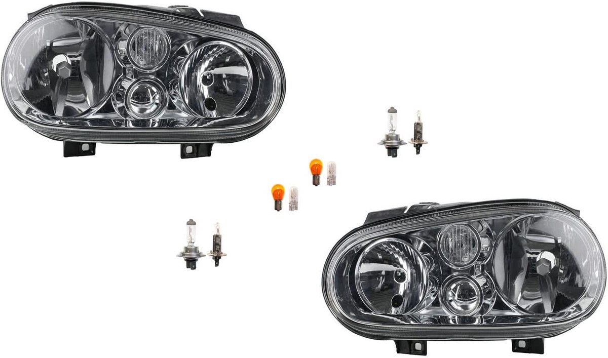Koplampen halogeen voorzijde geschikt voor VW Golf IV 4 1J1 met gloeilampen set LR