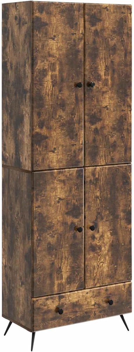2 STK. Kast Set, 4 deuren 1 lade 66x34.5x95cm gerookt eiken, midi kast hoge kast, houtmateriaal, stapelbaar, 20 kg per plank, voor slaapkamer, hal, woonkamer, kantoor 3416858