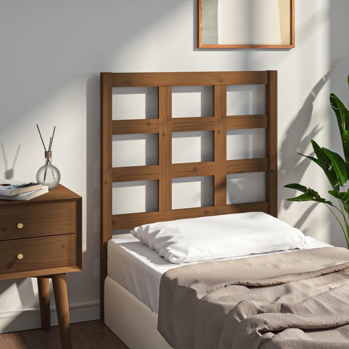 Hoofdbord, honingbruin, 80,5 x 4 x 100 cm, massief grenen, bedhoofdeinde, slaapkamer, meubels voor slaapkamer, hotels