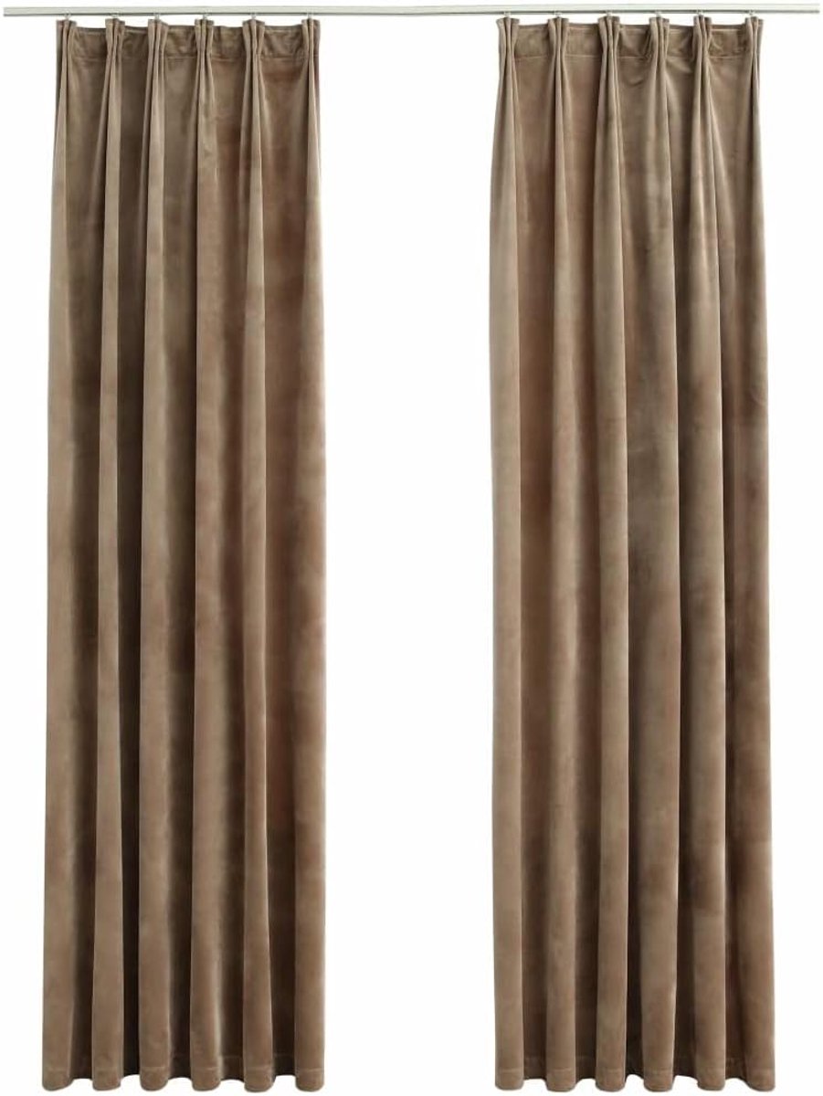 Verduisteringsgordijnen met haken 2 stuks. Beige 140x225cm