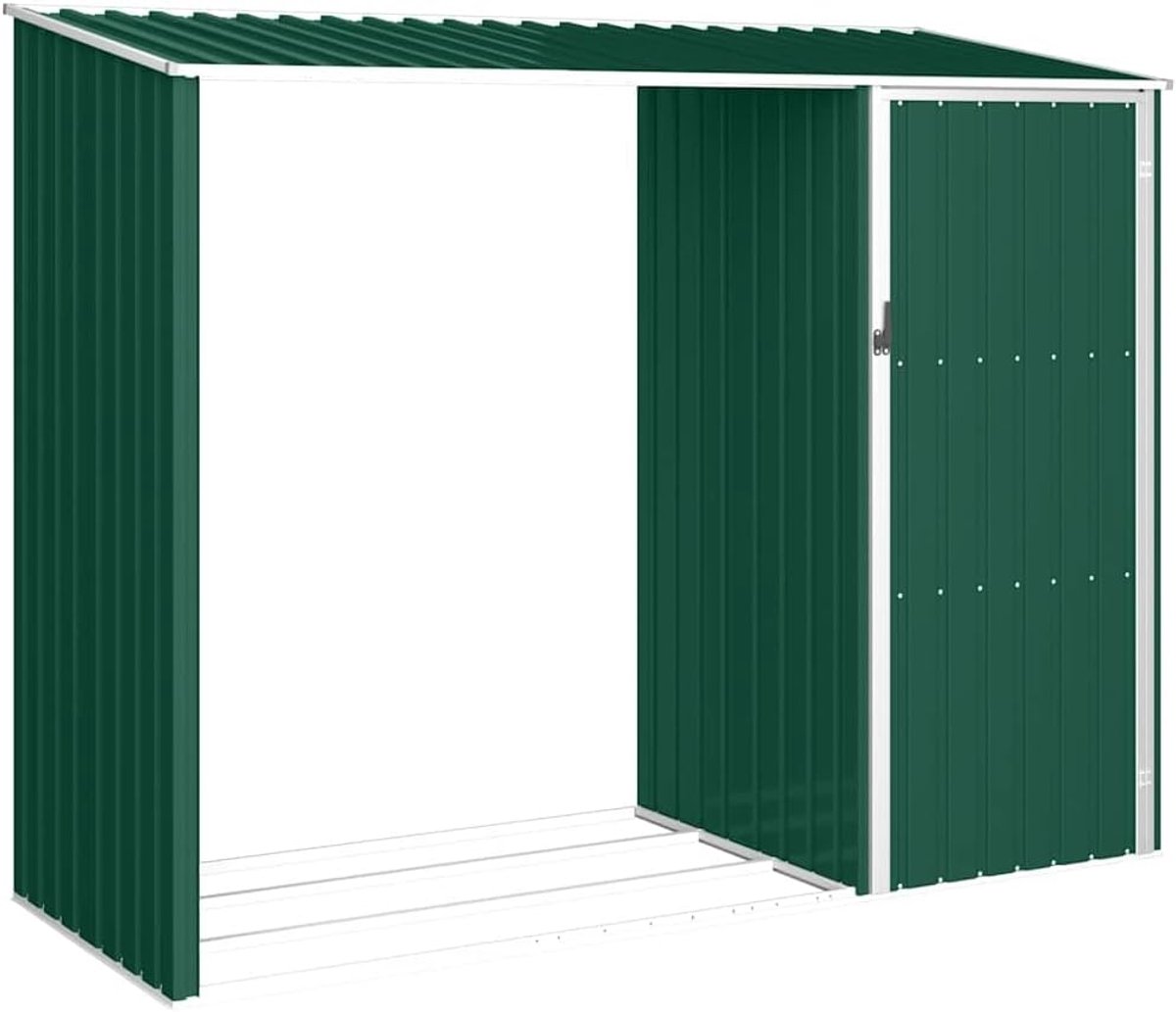 Tuin brandhoutopslag groen 245x98x159 cm verzinkt staal