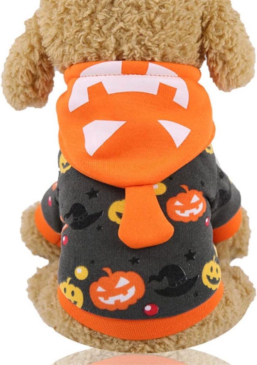 Kerstmis Halloween Nieuwjaar Kleding Huisdier Kostuum Hoodie Fluwelen Jas voor Katten & Honden, Kleine Medium Honden, Cartoon WInter Warm Puppy Kat Hond Kleding Gebreide Kleding (Pompoen, M)