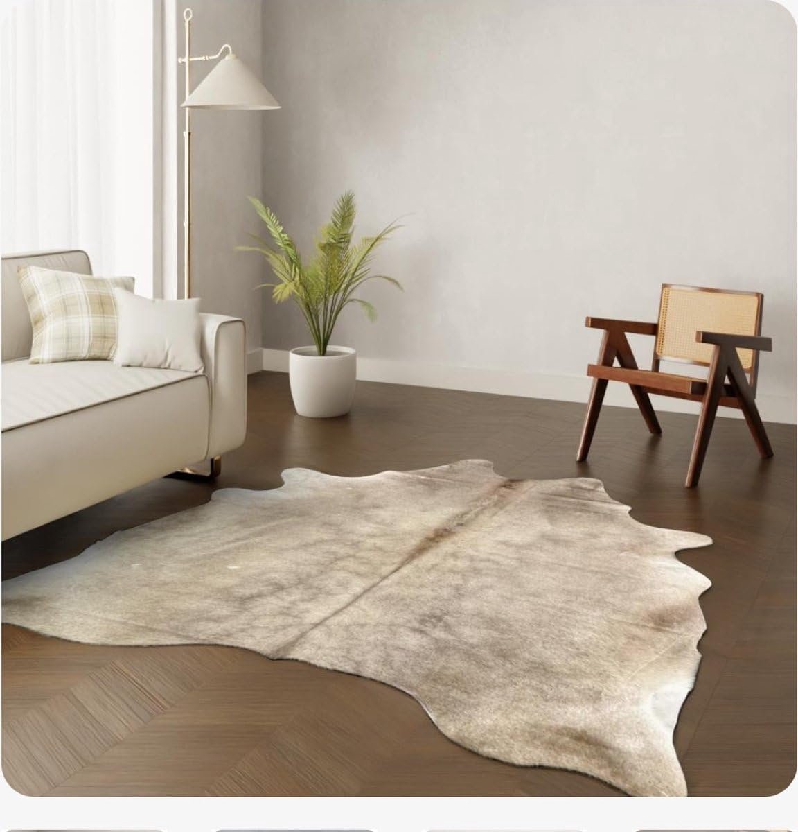 Tapijt echt bont taupe XL 230x210 cm woonkamer duurzaam diervriendelijk lederen onderzetter