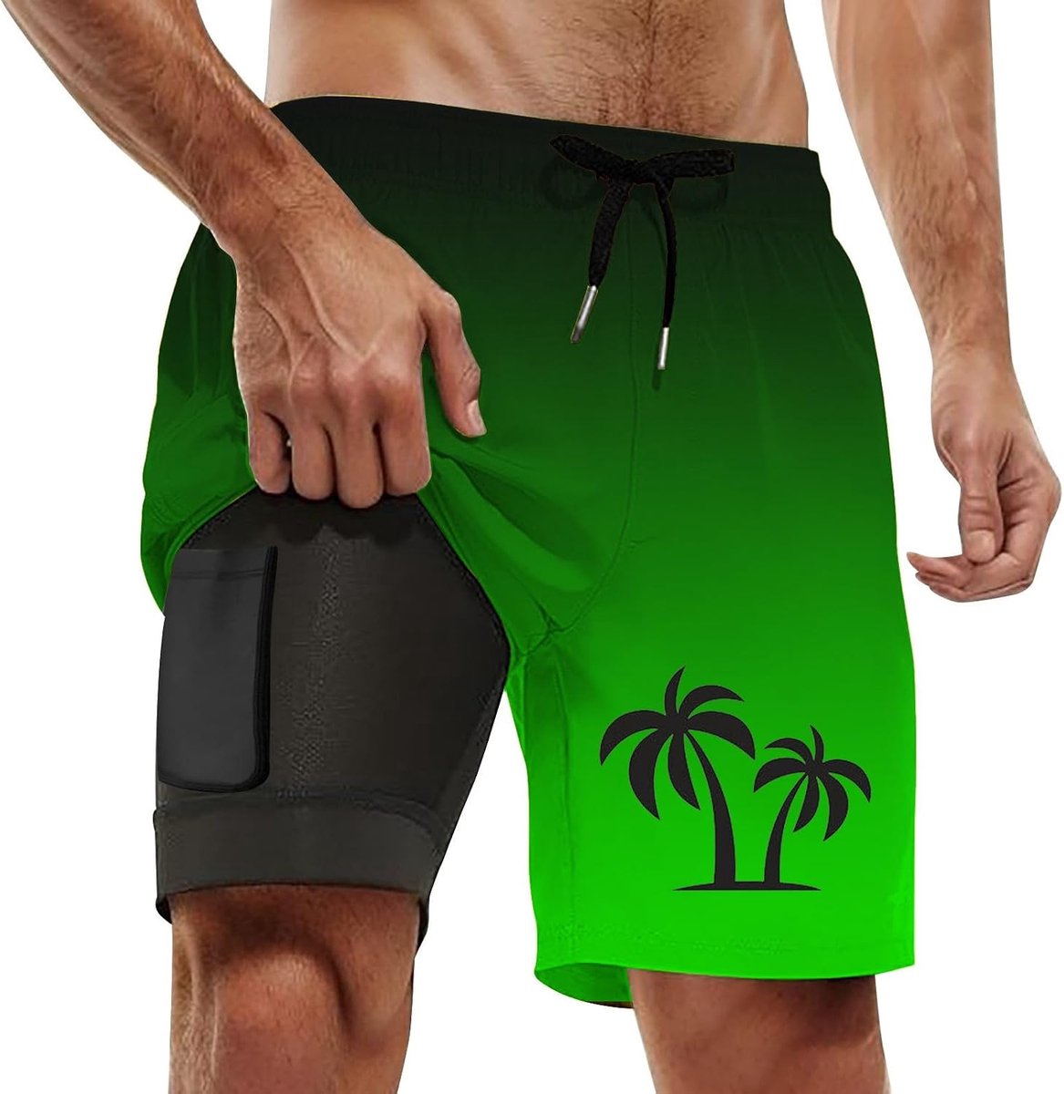 Zwembroek voor heren met compressievoering en zwemshorts met zakken