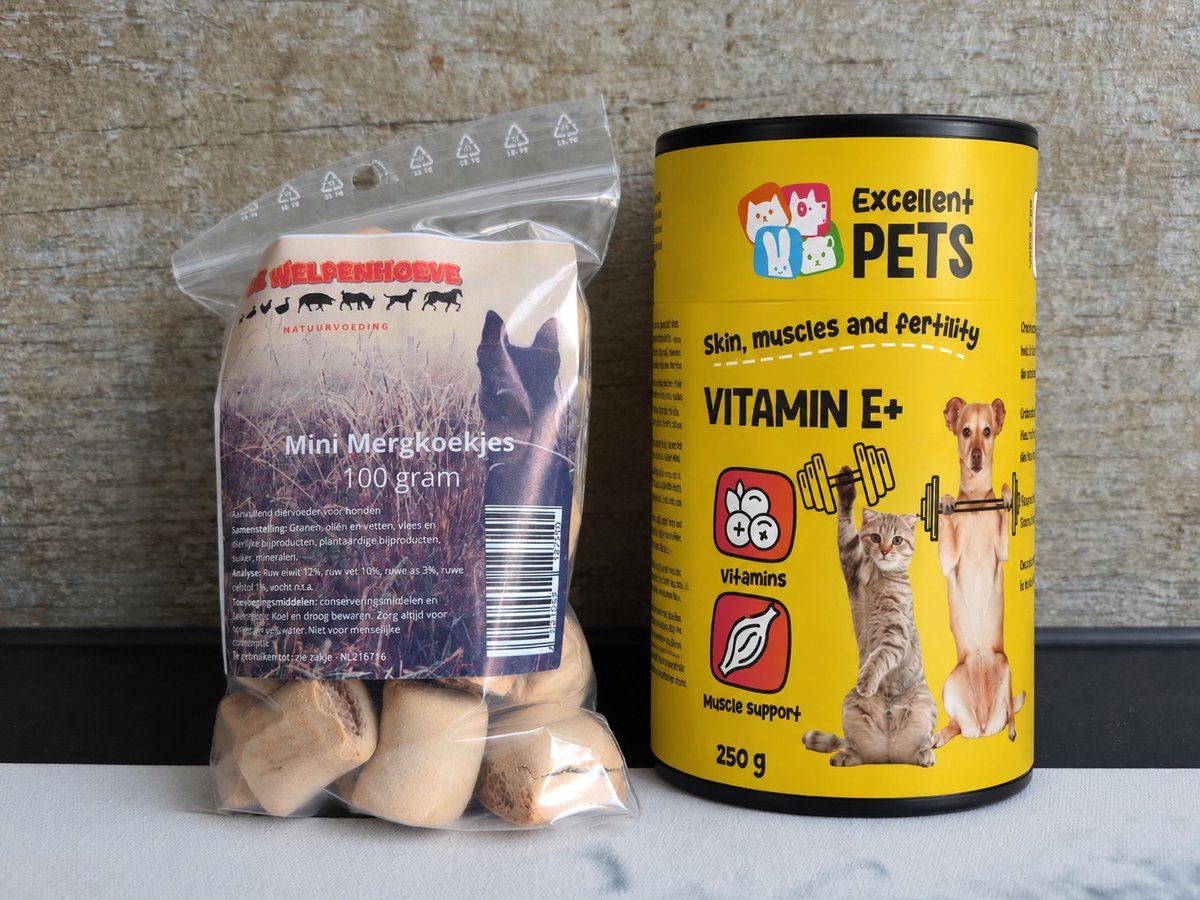 Excellent Pets Vitamine E+ 250 gram en extra snacks 100 gram