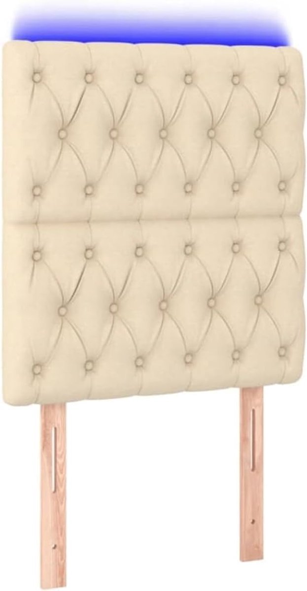 Hoofdbord crème, 80 x 7 x 118/128 cm, stof, voor bedden zonder hoofdeinde, ideaal voor slaapkamer en moderne woonkamers, eenvoudige montage, gemakkelijk te reinigen en rugvriendelijk zitten