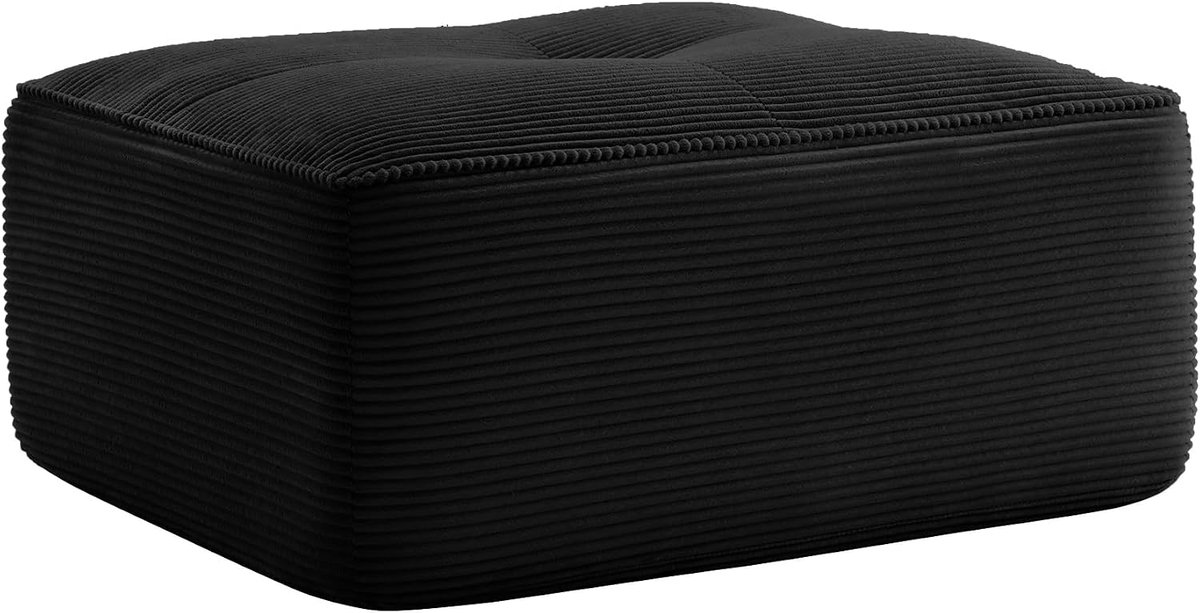4-zits Cloud hoekbank met chaise longue, L-vorm, grote bank zonder montage, 32D zeer elastische bekleding, extra diepe zitting, brede armleuningen, loungebank dicht bij de vloer (zwart, 1