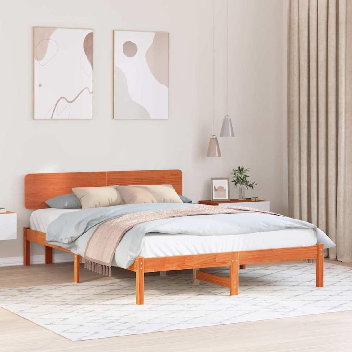Grenenhout minimalistisch design 160x200 cm Wasbruin