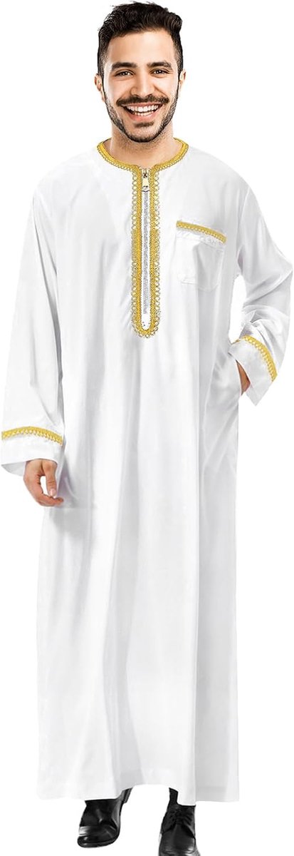 Robe voor moslimmannen, lange gebedskleding, islamitisch moslimkostuum, losse vintage robe, kleding voor moslimmannen, islamitische jurk, geschenken