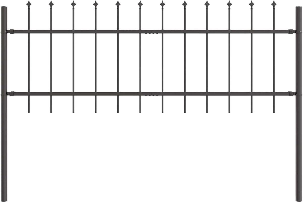 Tuinhekpaneel, rechthoekig, 2 stuks, grijs, 3,4 x 0,6 m, gepoedercoat staal voor buiten, robuuste en stabiele barrière voor tuin en terras