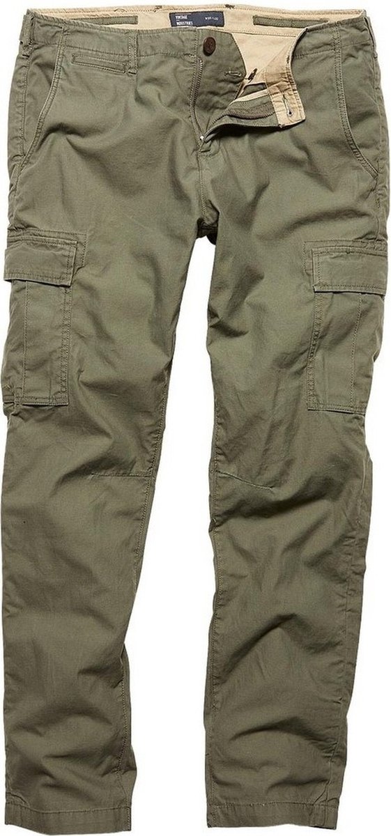 Vintage Industries Slimfit Cargo-broek Mallow Pants Groen