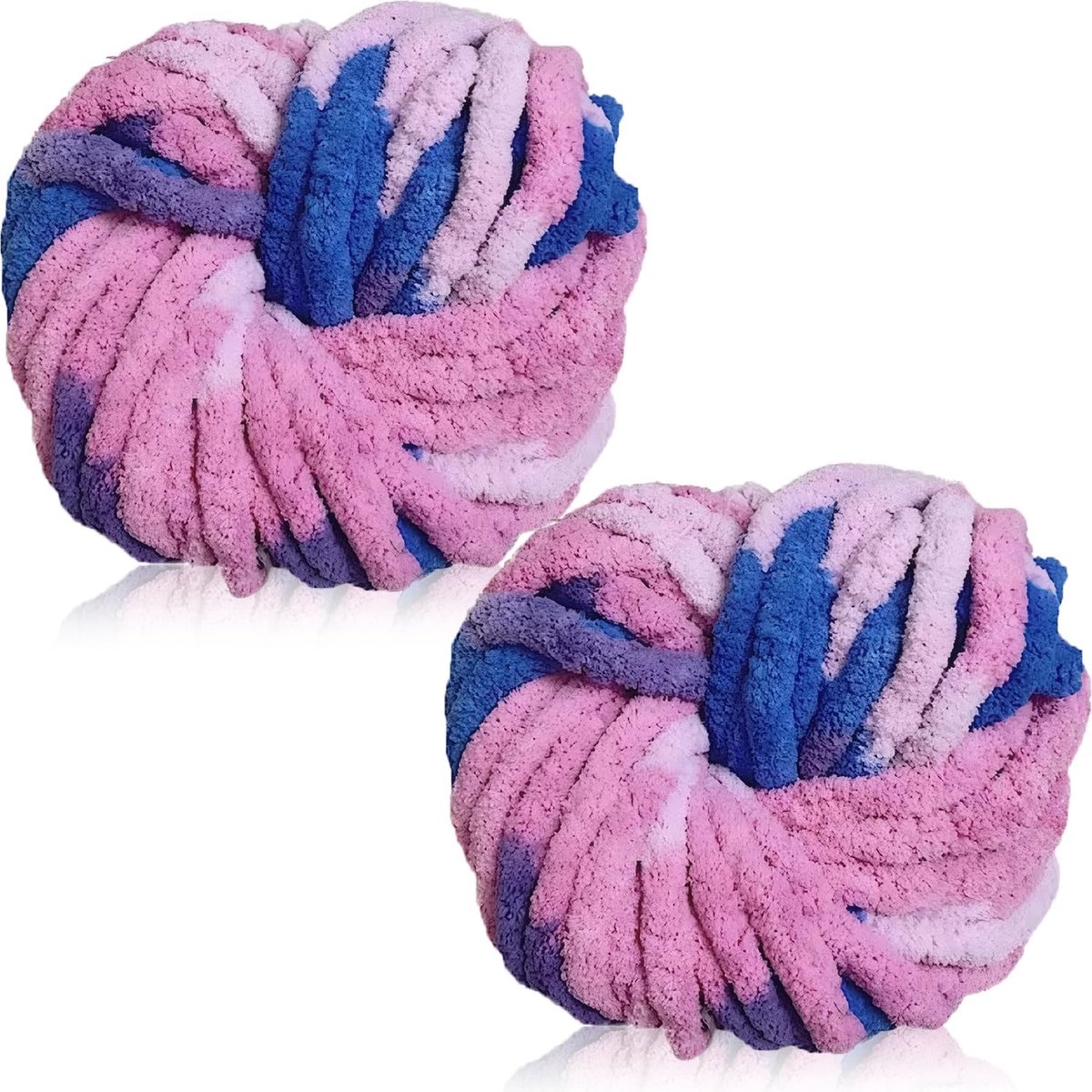 2 stuks grof garen voor handbreien, meerdere kleuren chenille-garen voor breien en haken, zachte dikke wol voor dekens, kussen, sjaals, huisdierbedden, tassen, hoeden, truien (bosbes)